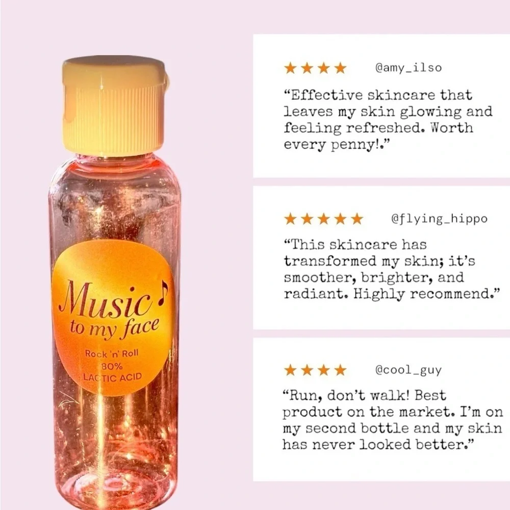 Music to My Face Lactic Acid Skincare Bottle